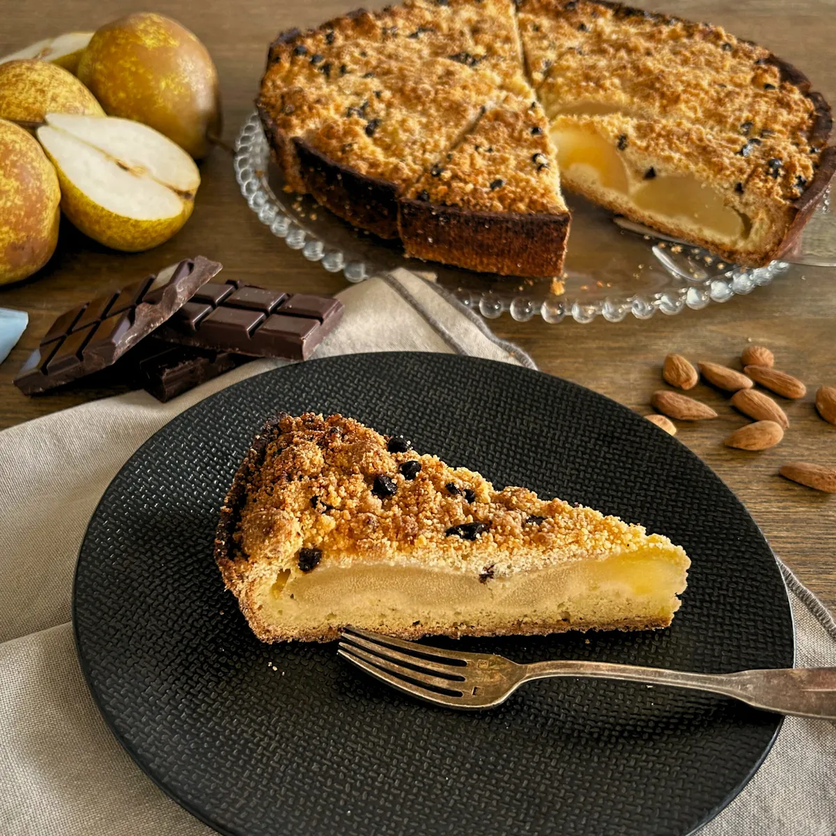 Tarte Crumble Poires Chocolat